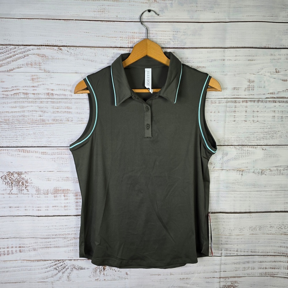 Elle Sport Green Sleeveless Polo Golf Athletic Top Size Medium NWT